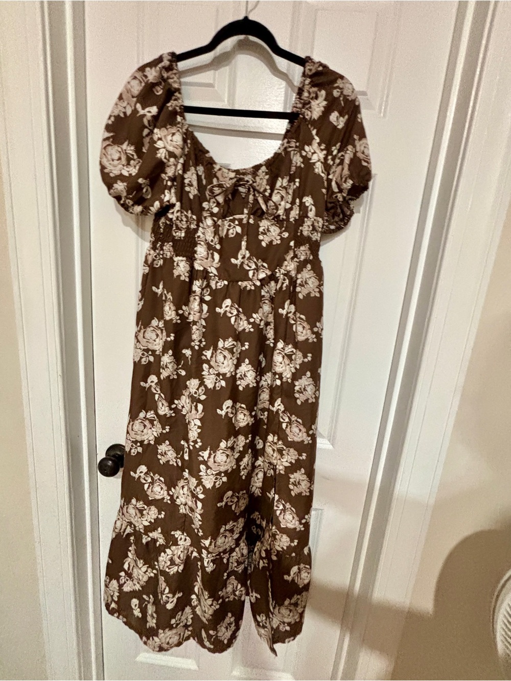 Brown and Cream Floral Dress